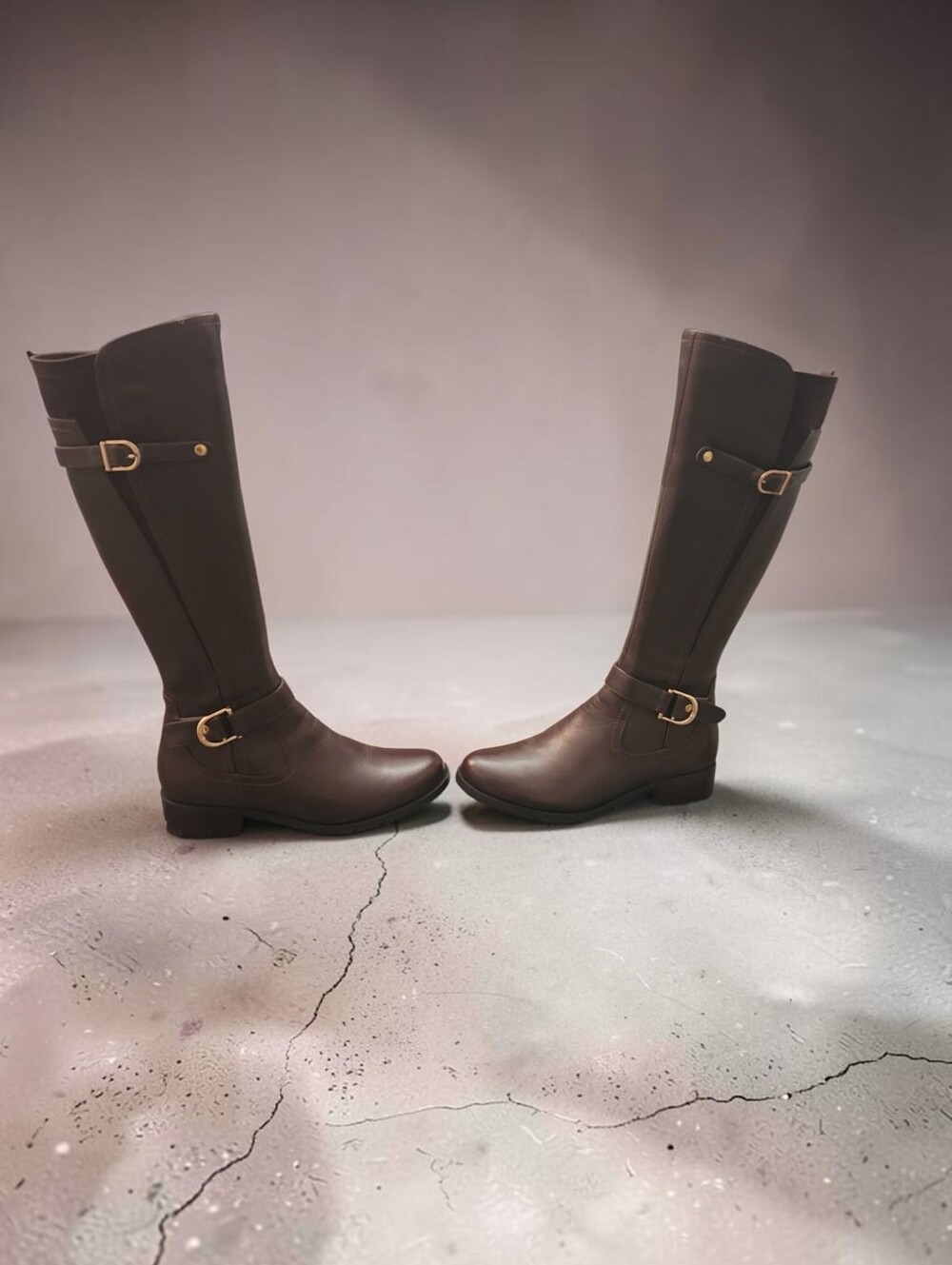 SoleMani Abigail Super Slim Brown Leather Knee-High Riding Boots, Women's 8M - Picture 12 of 13
